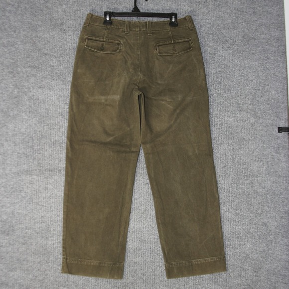 J Crew Chino Pants Mens 33x30 Olive Green Cotton Straight Leg Workwear - Picture 4 of 8